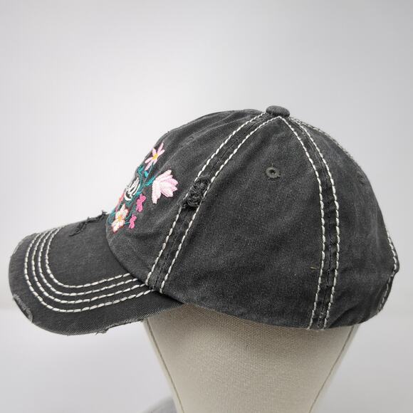 Hey Y'all! Flower Strapback Baseball Cap Gray OS Adjustable Kb Ethos Vintage - Picture 3 of 10